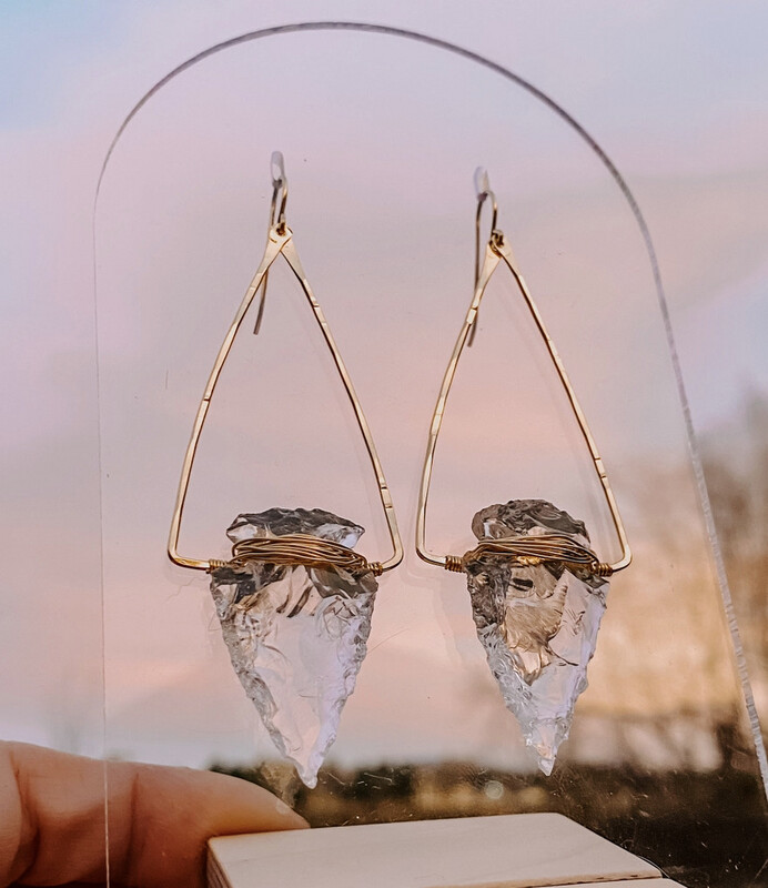 Quartz Crystal Arrowhead Earrings