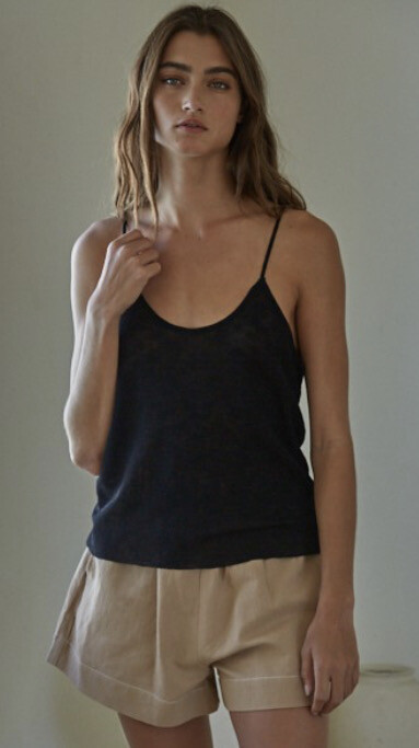Black Sheer Knit Cami Top