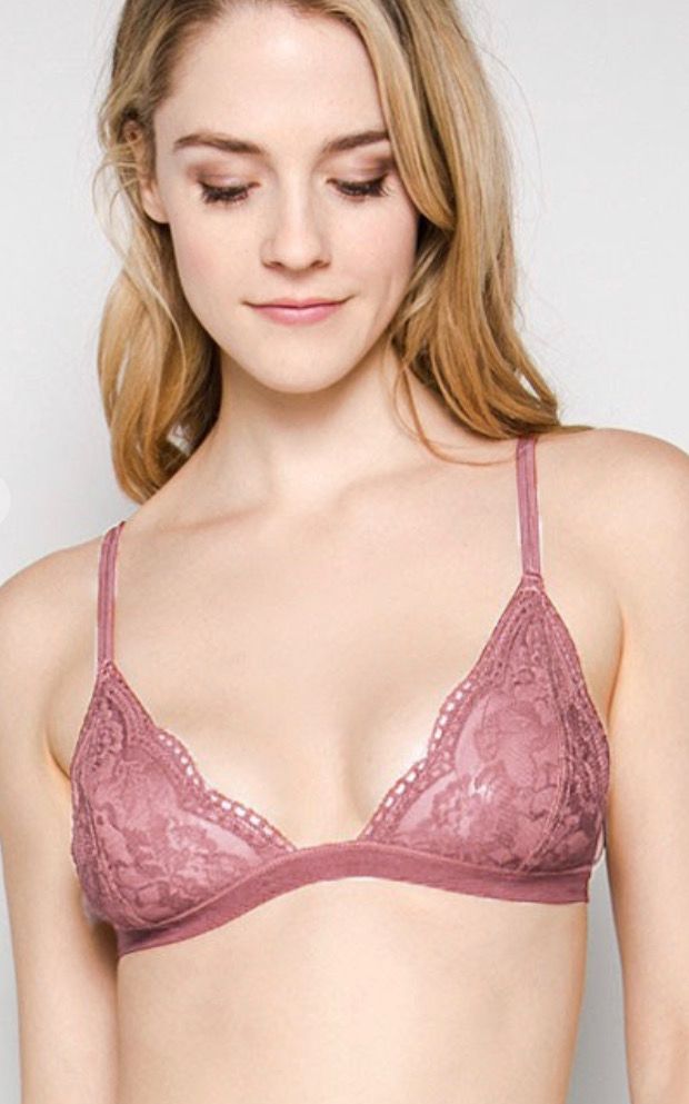 Lace Triangle Bralette (2 Colors), Color/Size: Mauve (S/M)