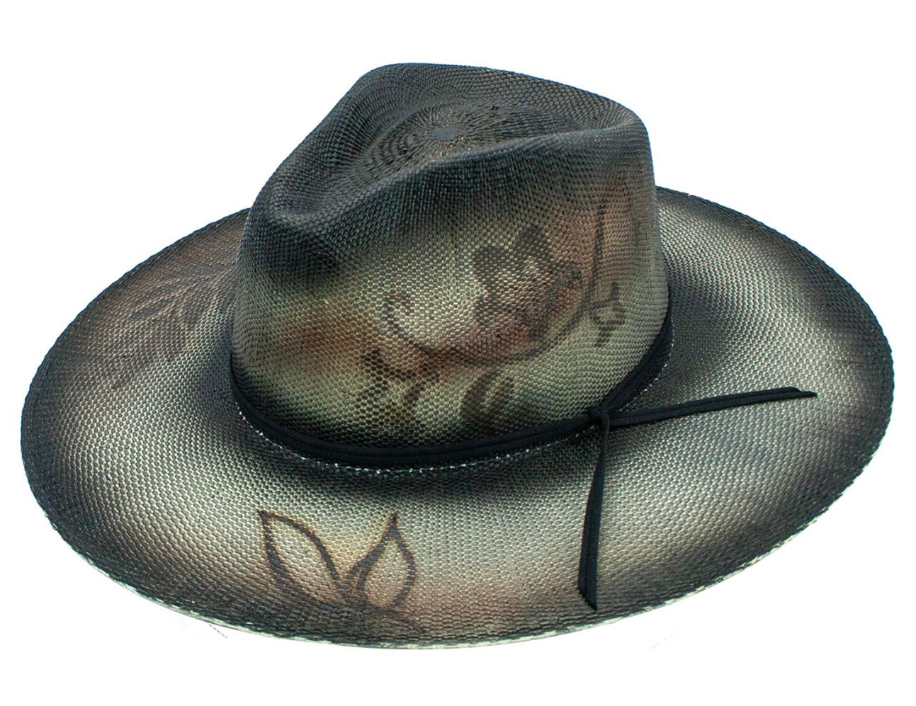 Pueblo Grey Floral Stiff Brim Hat
