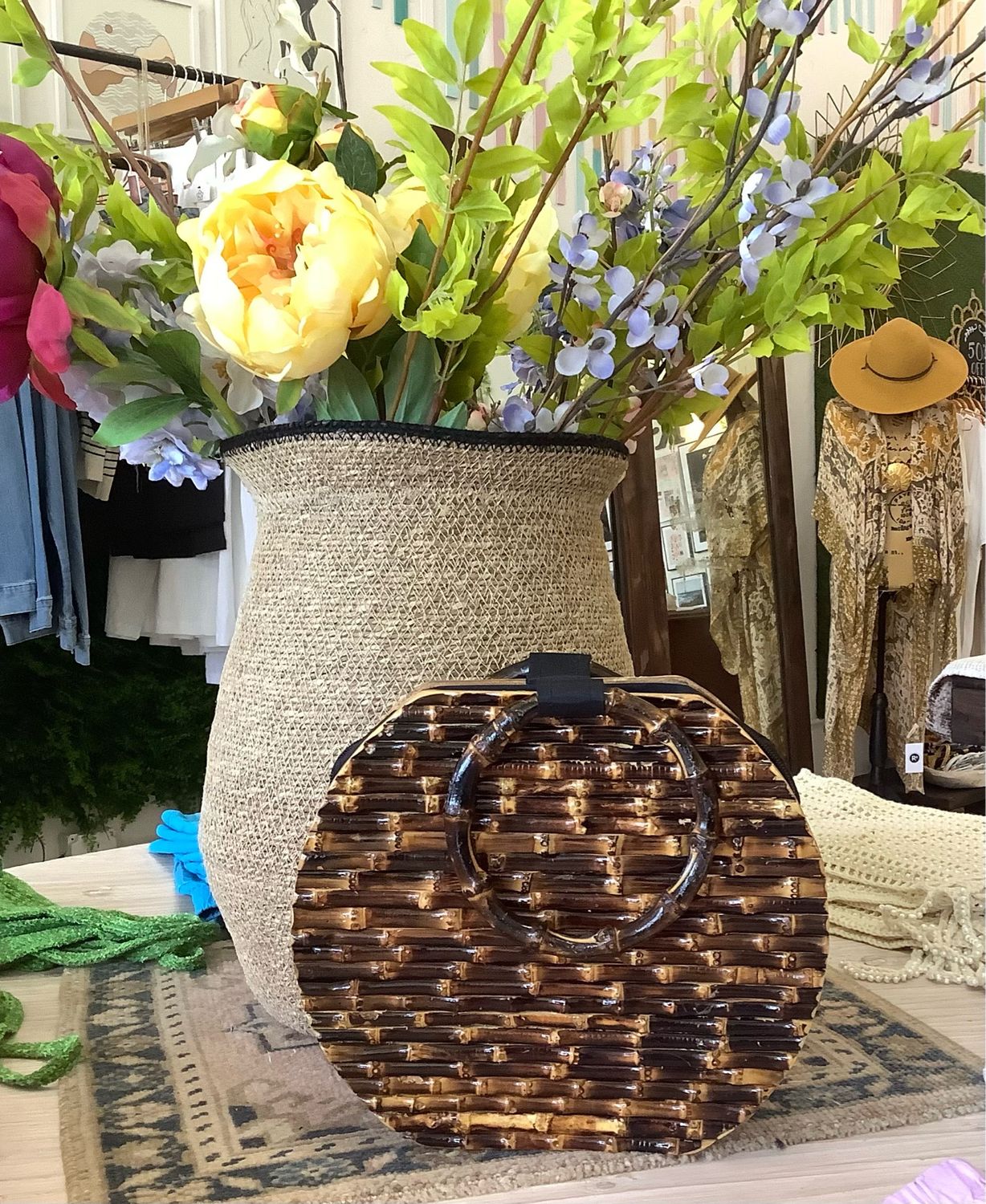 Vintage Bamboo Round Handbag