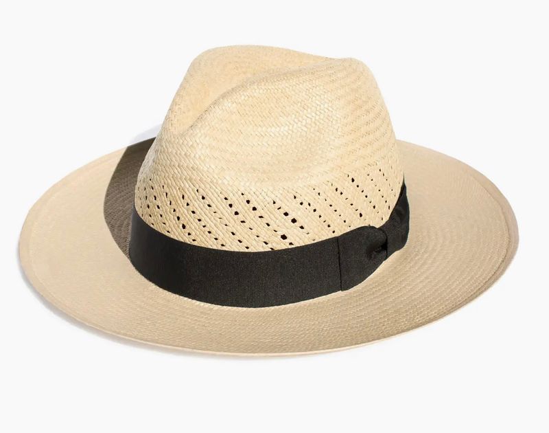 Classic Beige Patterned Panama Straw Hat