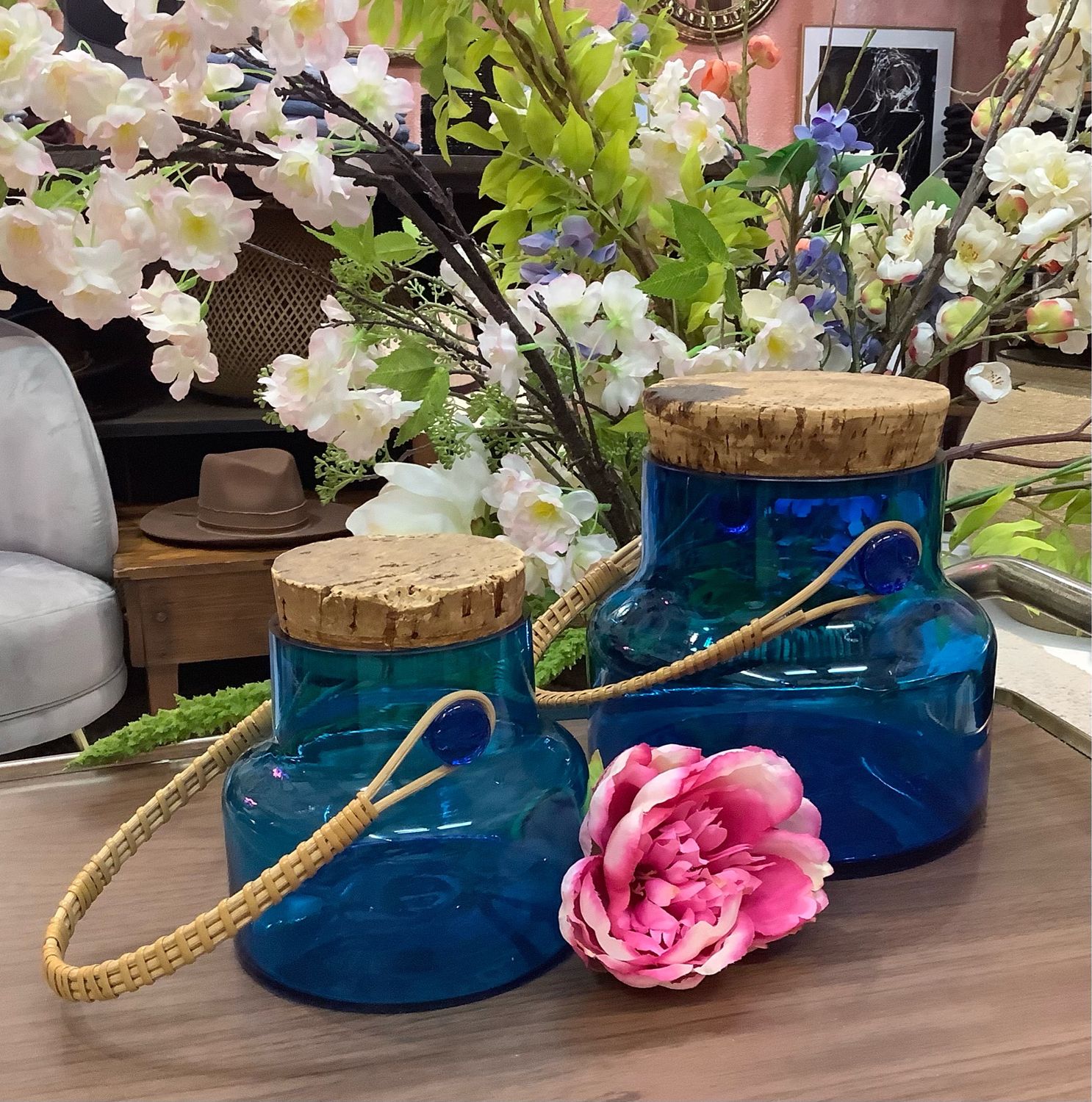 Vintage Cobalt Takahashi Glass Jars (2 Sizes)