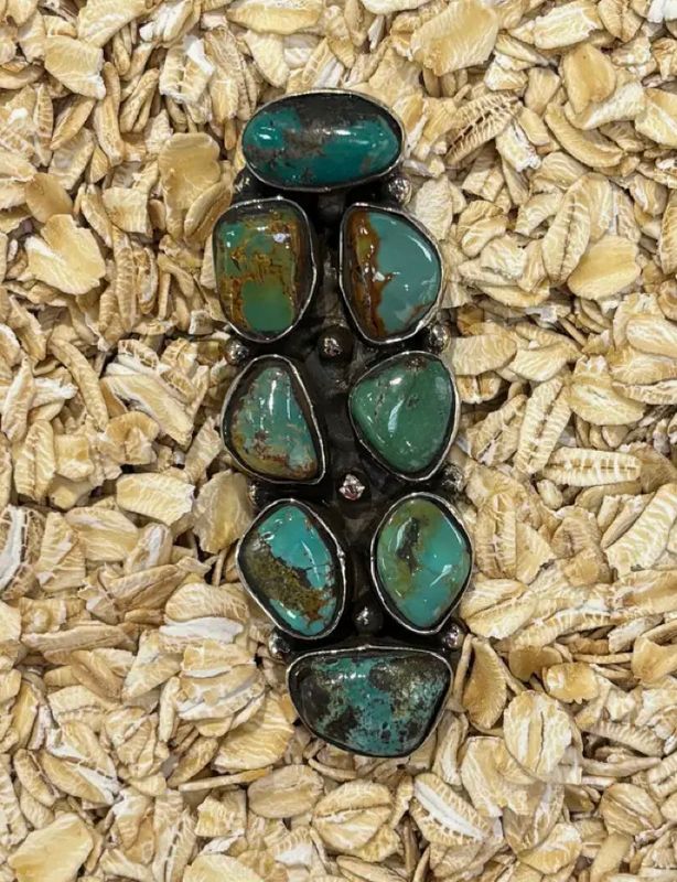 Turquoise Nugget Inlaid Silver Ring
