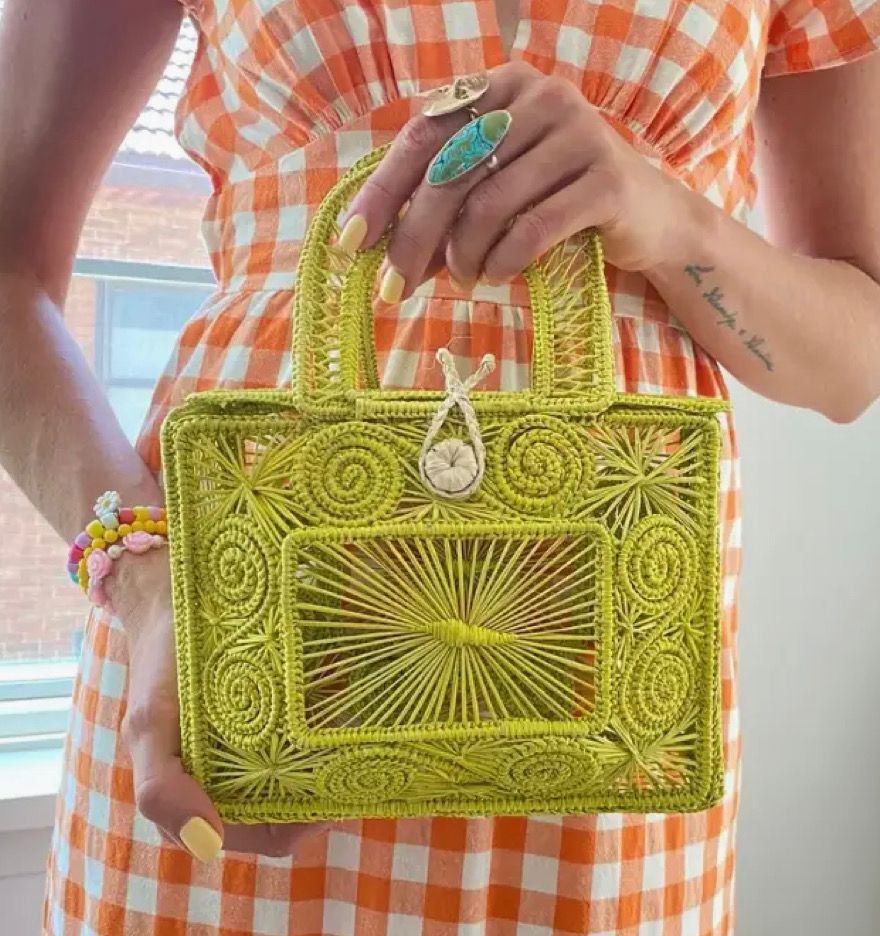 Square Woven Bags (2 Colors), Color: Lime Green