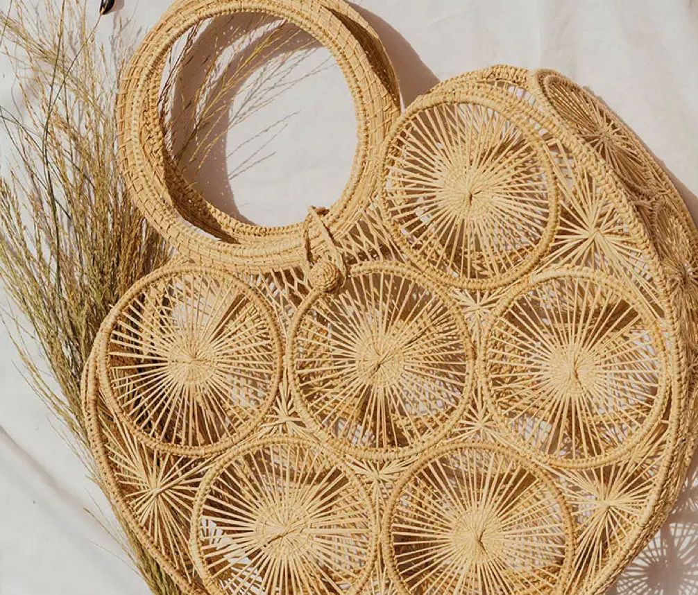 Natural Round Woven Circles Bag