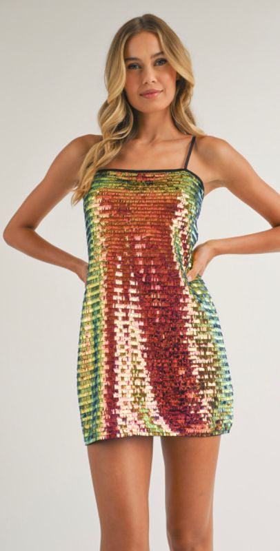 Multi Iridescent Sequin Mini Dress