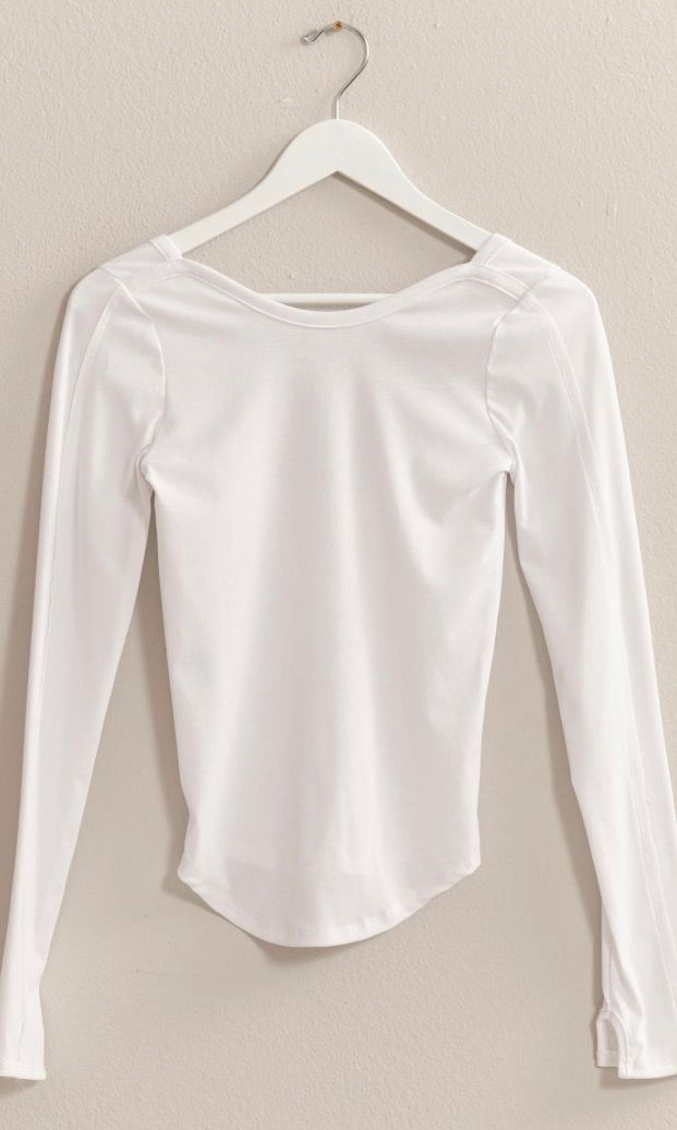 White Boatneck Scoop Back Top