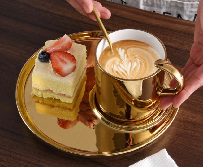 Gold Cappuccino Cup/Plate Set