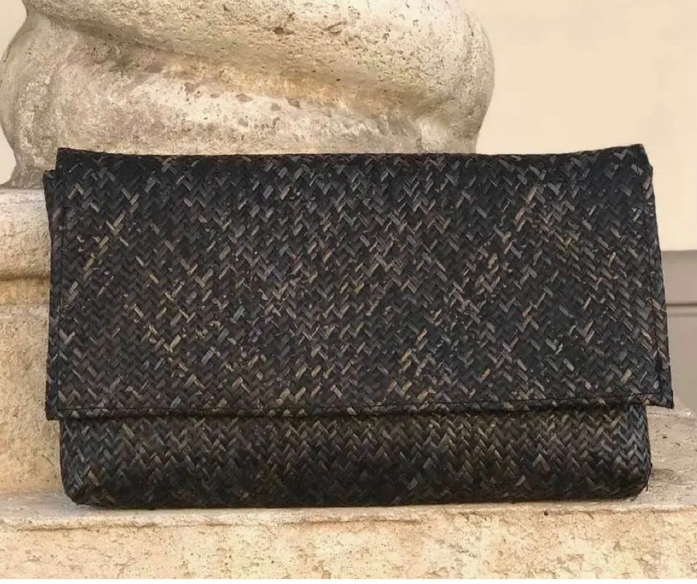 Black Rattan Clutch