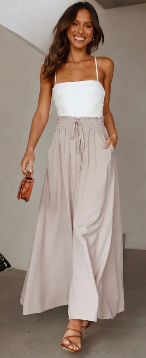 Bisque High Waist Palazzo Pants