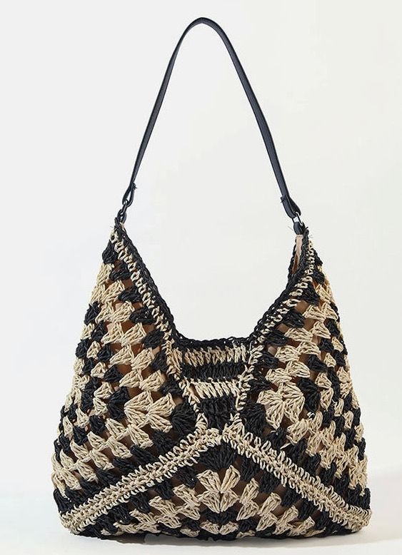 Rope Woven Beach Bag (2 Colors), Color: Black