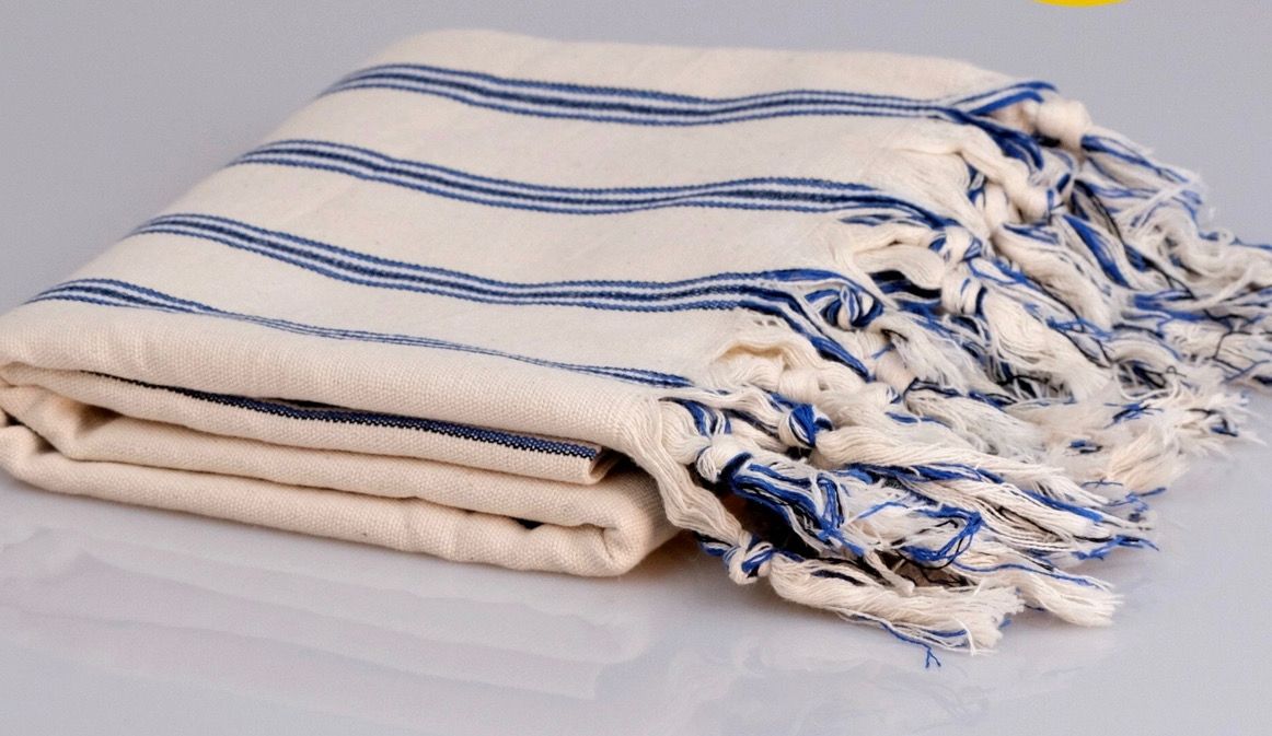 Turkish Stripe Blanket (2 Designs), Pattern: Cream/Black/Navy Stripe