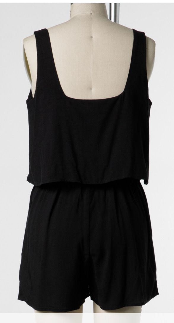 Black Flowy Tank Wide Leg Romper