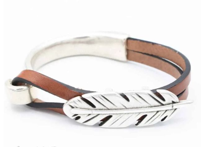 Silver Feather Half Cuff Bracelet