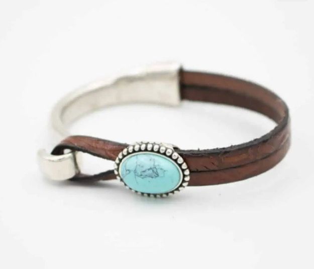 Turquoise &amp; Silver Half Cuff Bracelet