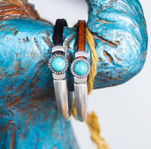 Turquoise &amp; Silver Half Cuff Bracelet
