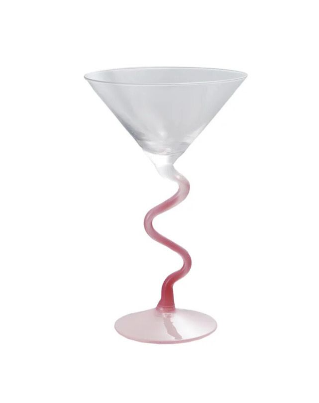 Pink Squiggle Martini Glasses (Set/2)