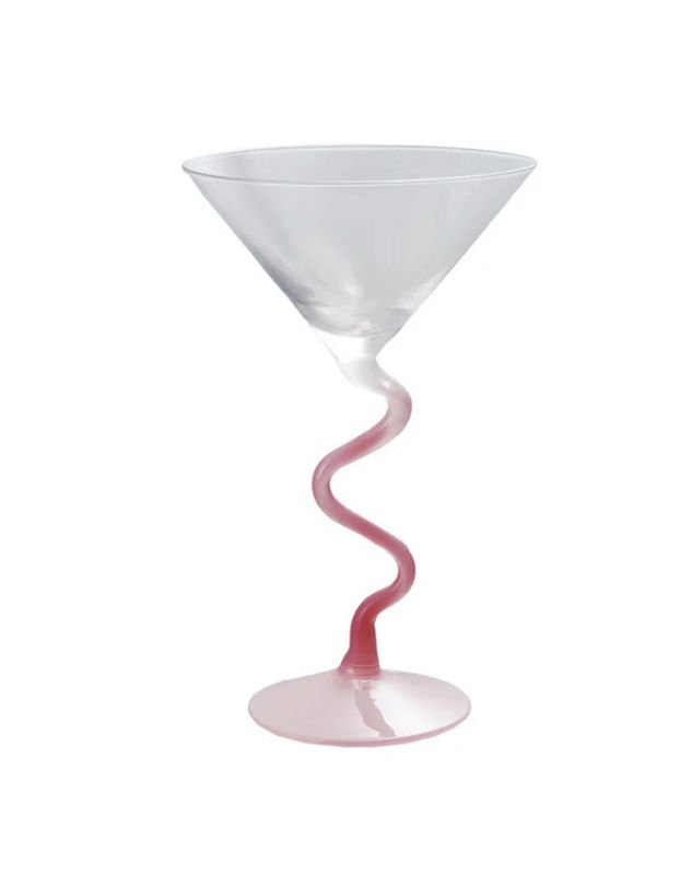 Pink Squiggle Martini Glasses (Set/2)