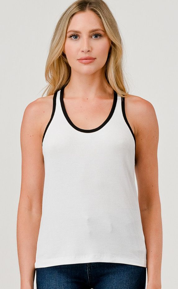 Black/White Contrast Racerback Tank