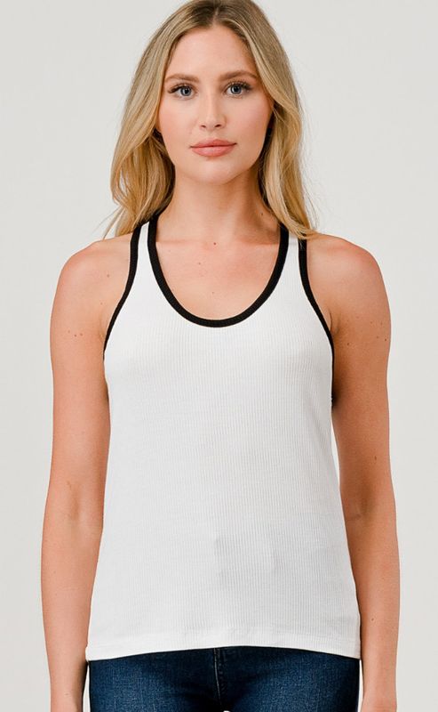 Black/White Contrast Racerback Tank