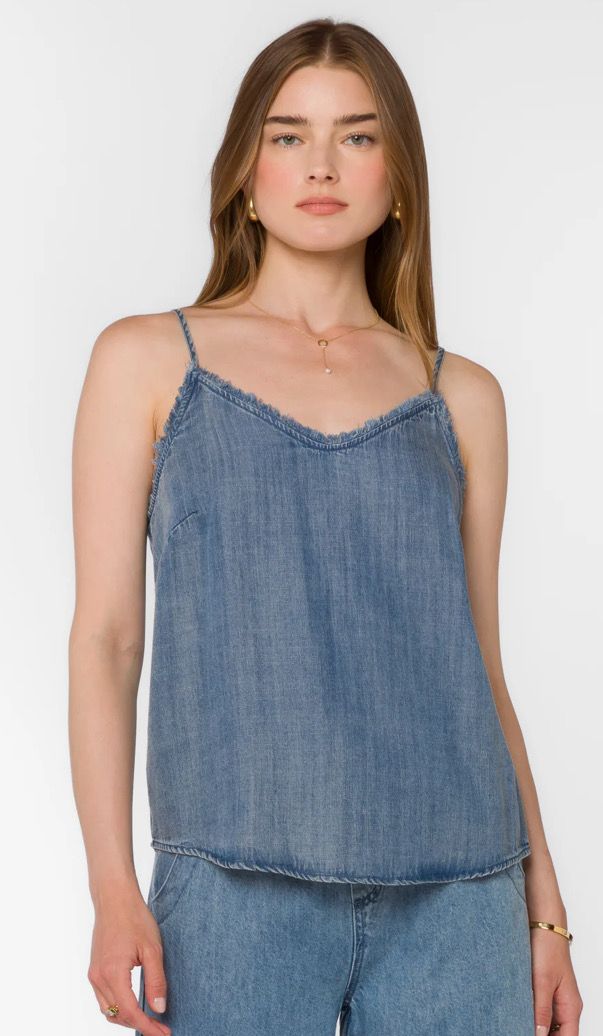 Denim Frayed Edge Cami Top