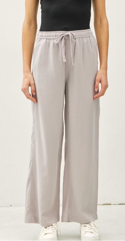 Light Grey Tencel Wide Leg Pant