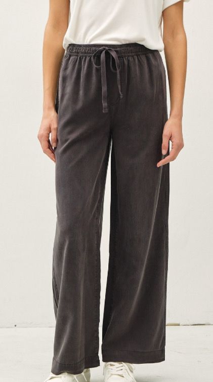 Tencel Wide Leg Pant (2 Colors), Color/Size: Charcoal (S)