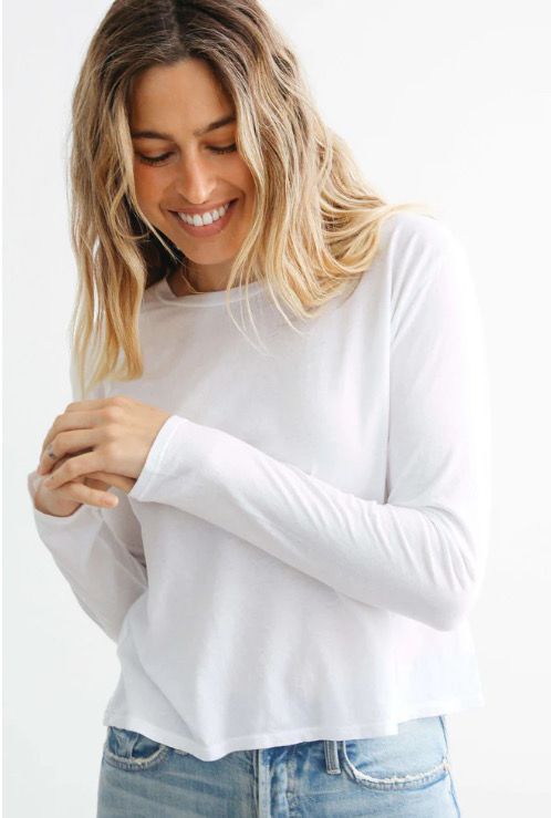 White Long Sleeve Boxy Tee