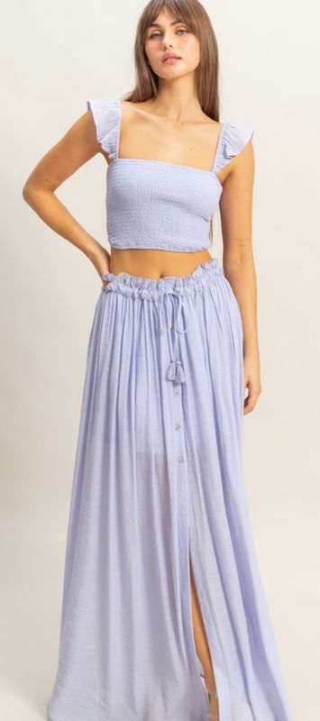 Lavender Smocked Crop Top/Skirt Set