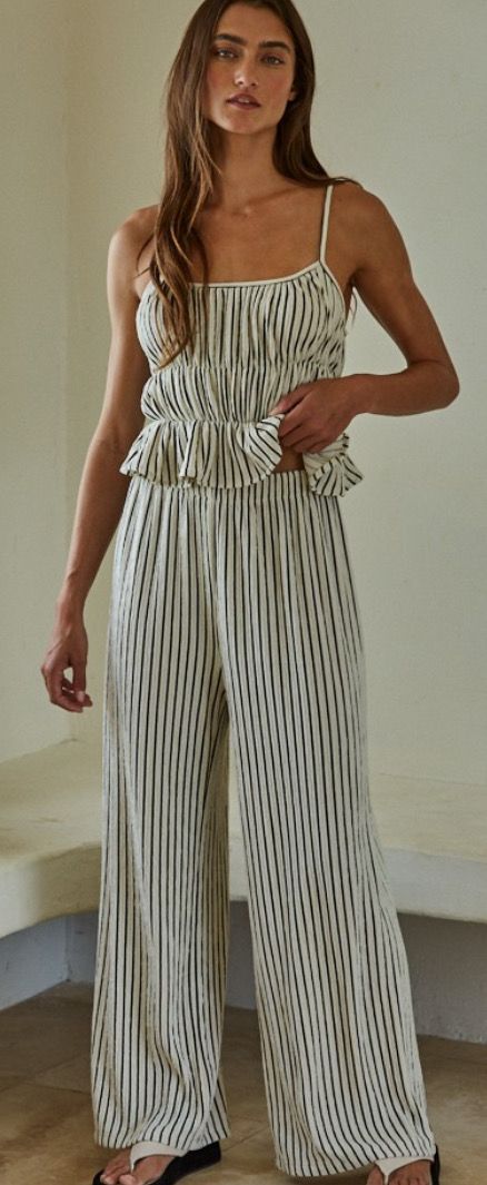 Natural/Black Stripe Cami/Pant Set