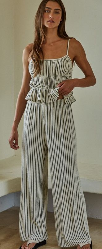 Natural/Black Stripe Cami/Pant Set