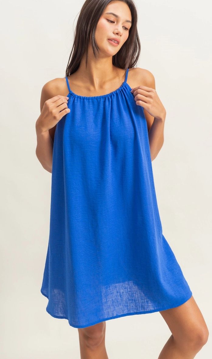Cobalt Relaxed Fit Flowy Mini Dress, Color/Size: Cobalt (S)