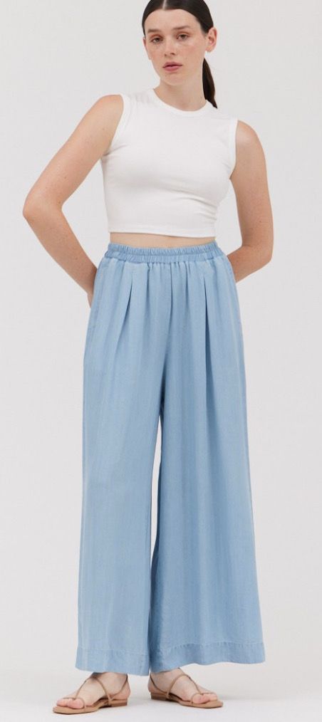 Chambray Wide Leg Pant