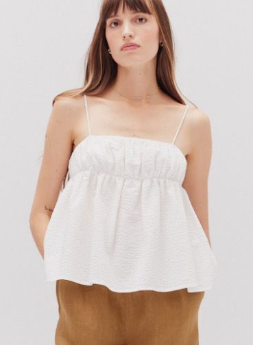 Off White Seersucker Cami Top