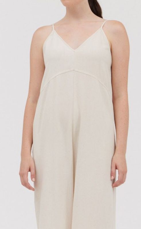 Greige Linen Blend Jumpsuit