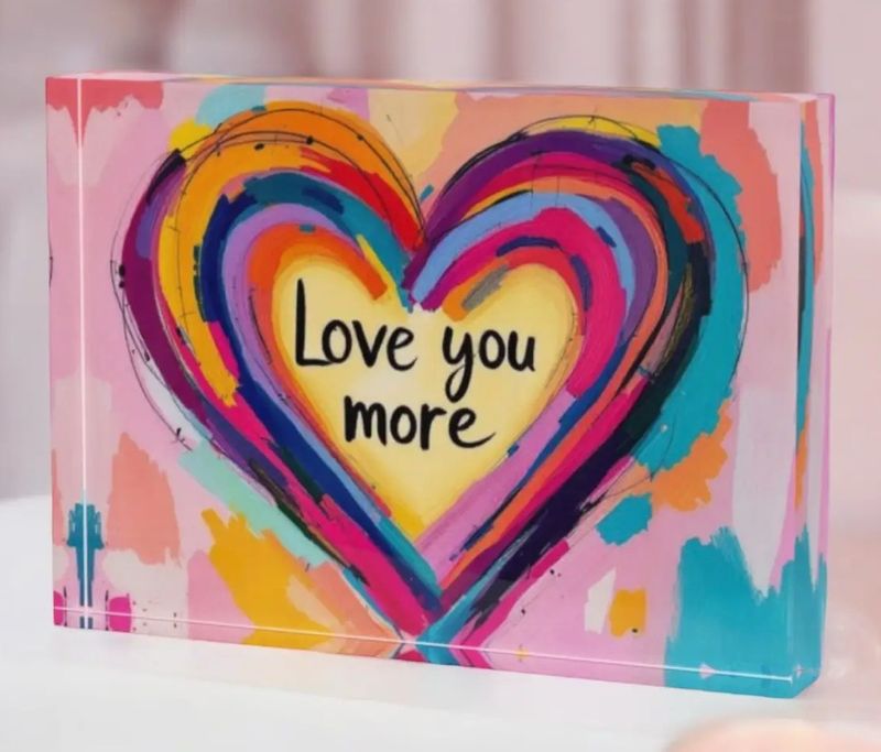 Love You More Crystal Paperweight Block