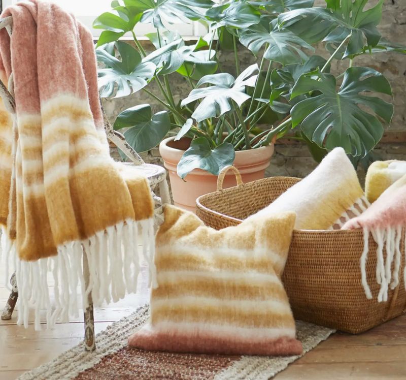 Sunset Stripped Mohair Pillows