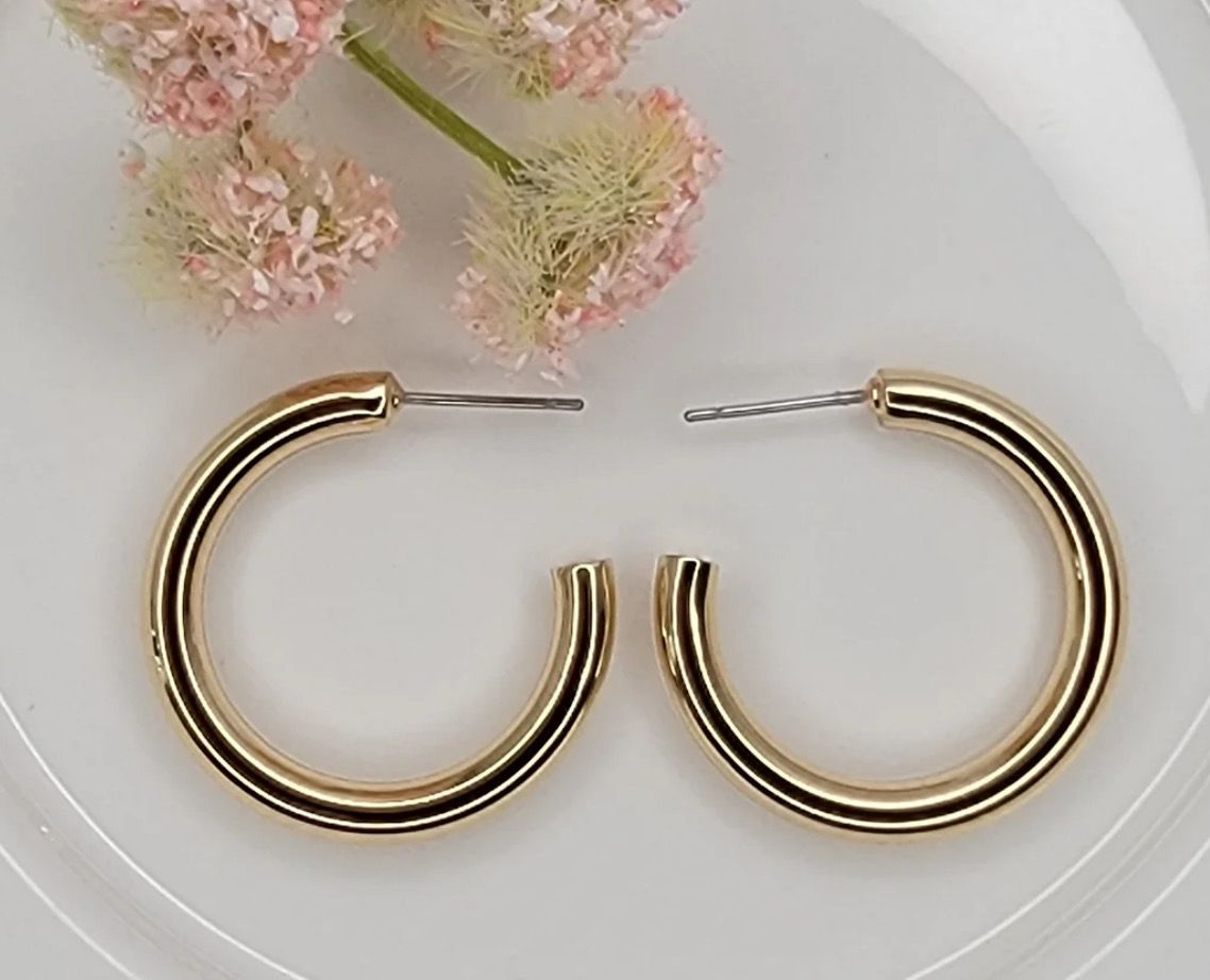 Gold Round Hoop Earrings