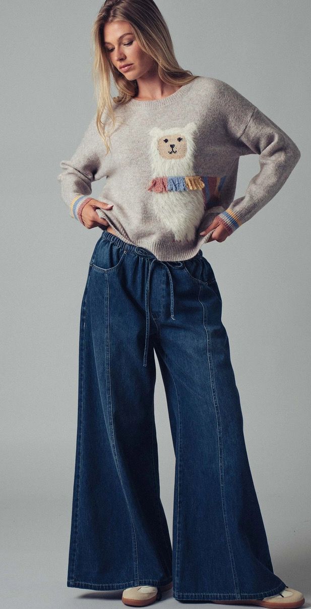 Dark Denim Relaxed Wide Leg Pant