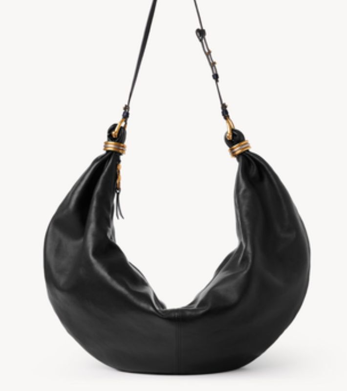 Black Hobo Stacked Ring Bag