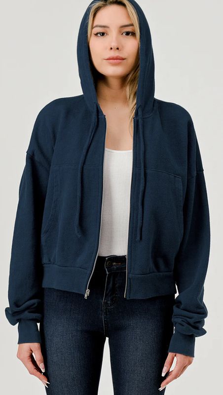 Indigo Zip Up Hoodie Jacket