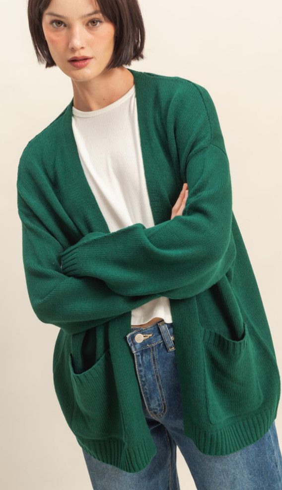 Pine Oversized Open Cardigan Sweater