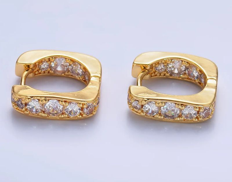 Modern Square CZ Huggie Earrings
