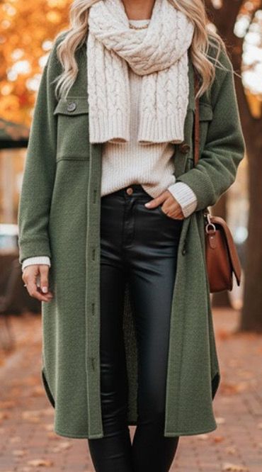 Forest Green Long Brushed Waffle Jacket