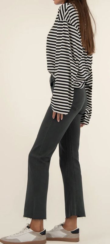 Kelsey (Pewter) High Rise Fab Ab Ankle Flare Jean