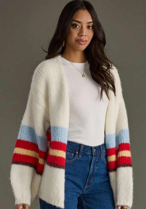 Multi Stripe Oversized Cardigan Sweater