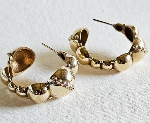 Brass Dome Sphere Hoop Earrimgs