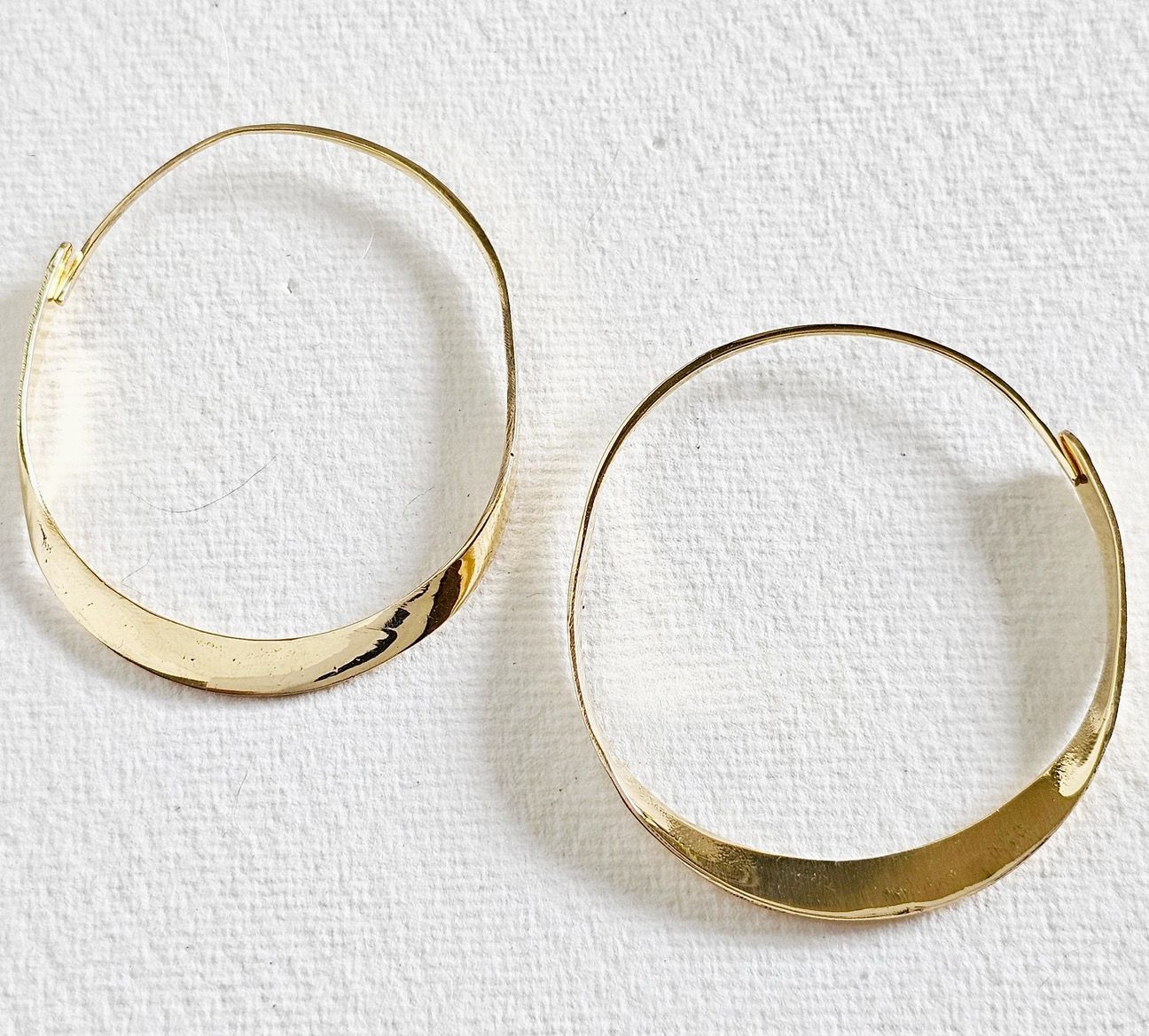 Brass Twisted Ribbon Hoop Earrings