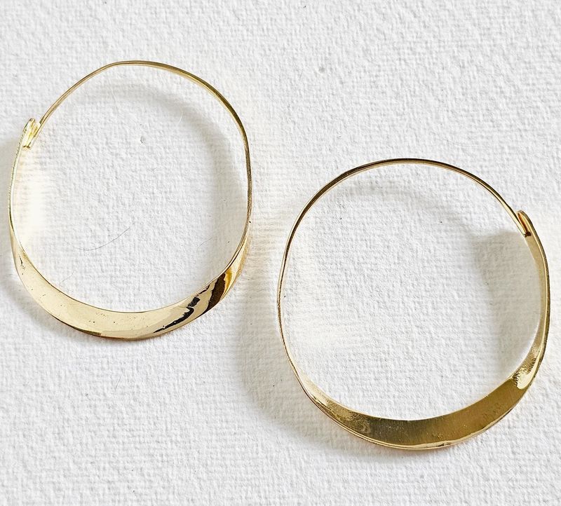 Brass Twisted Ribbon Hoop Earrings